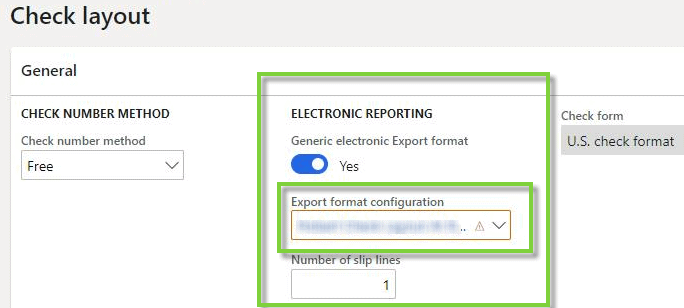 check layout dynamics 365 electronic reporting