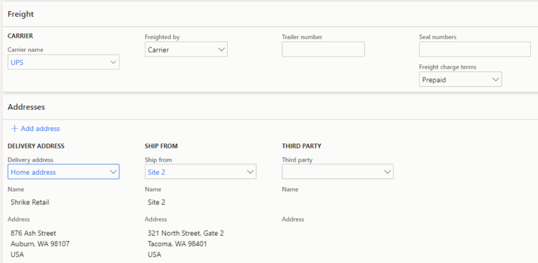 freight fast tab dynamics 365 BOL