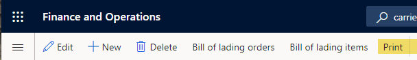 print bill of lading dynamics 365