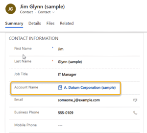 4 contact record and account dynamics 365 sales | Ellipse Solutions