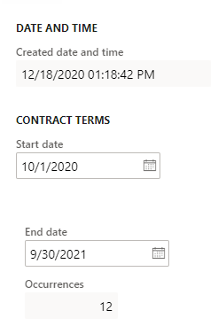 contract terms revenue schedule d365