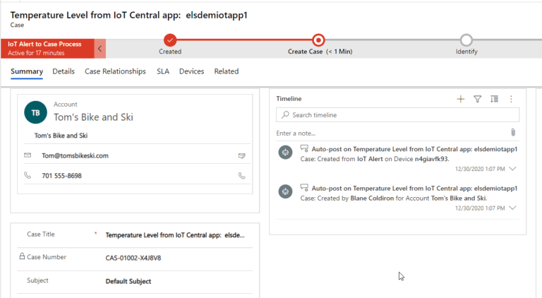 iot alerts d365 customer service hub