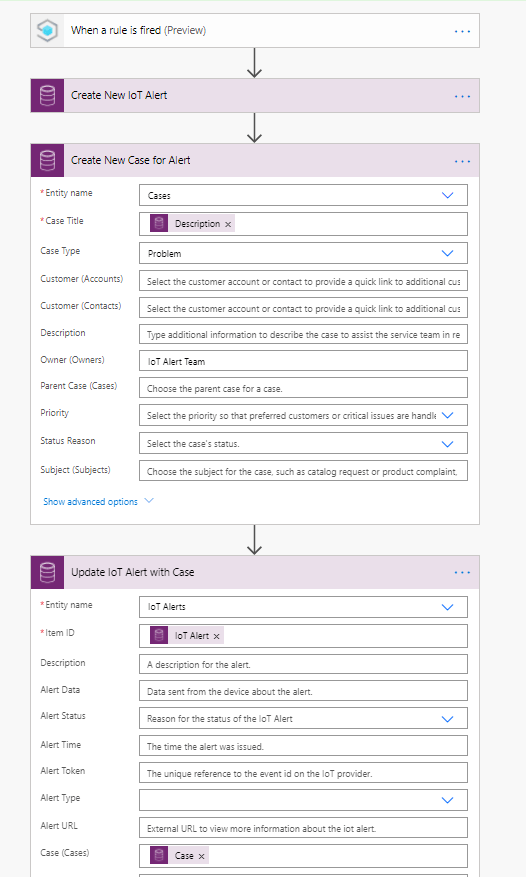 power automate iot alert dynamics 365 connected customer service