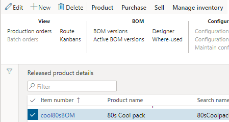 dynamics 365 released product boms