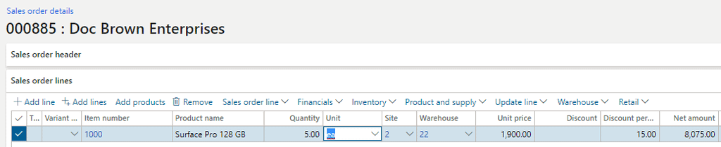 additional discount sales order dynamics 365