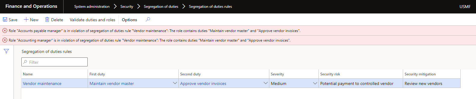 segregation of duties rules